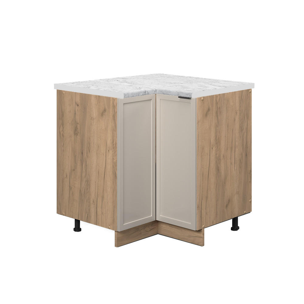 ECKUNTERSCHRANK Fame-Line GrauBeige 80.5 cm, AP Marmor - Greige/Eiche Wotan, Holzwerkstoff (80.5/82/60cm) - Vicco