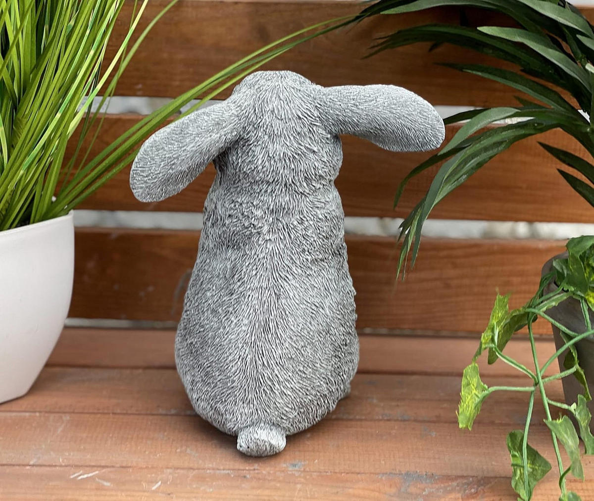 STEINFIGUR Hase Mümmelmann frostfest Steinguss - Grau, Stein (17/23/11cm) - stoneandstyle