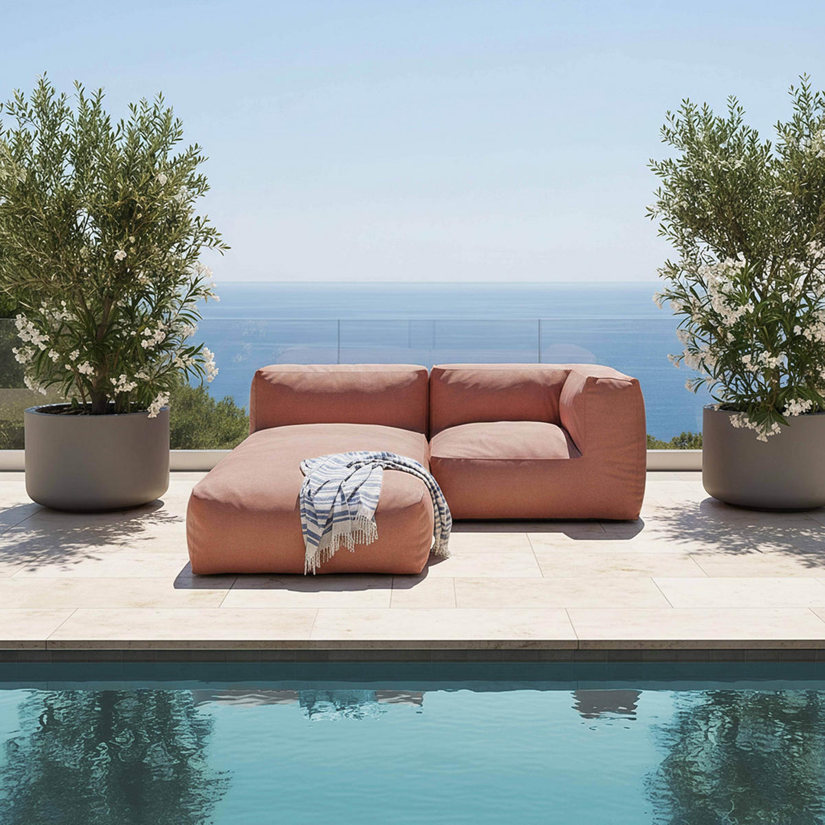 GARTENSET 2-tlg., Terrakotta - Braun, Textil - Oviala