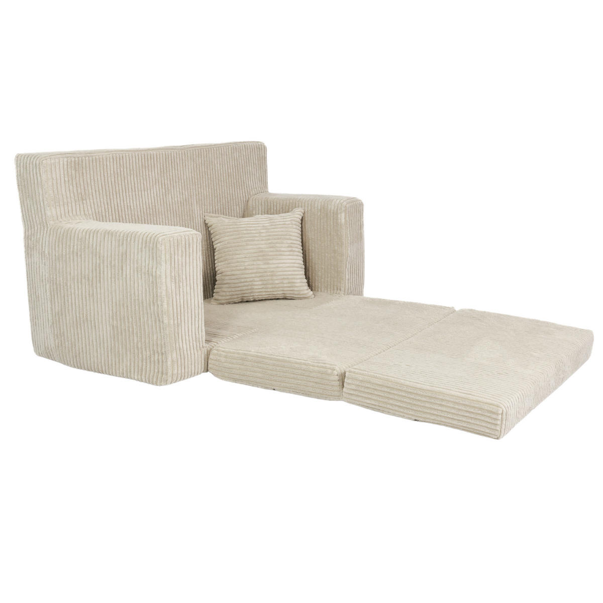 KINDERSOFA aus Kuschel-Cord in Beige - Beige, Textil (83/47/43cm) - Fortisline