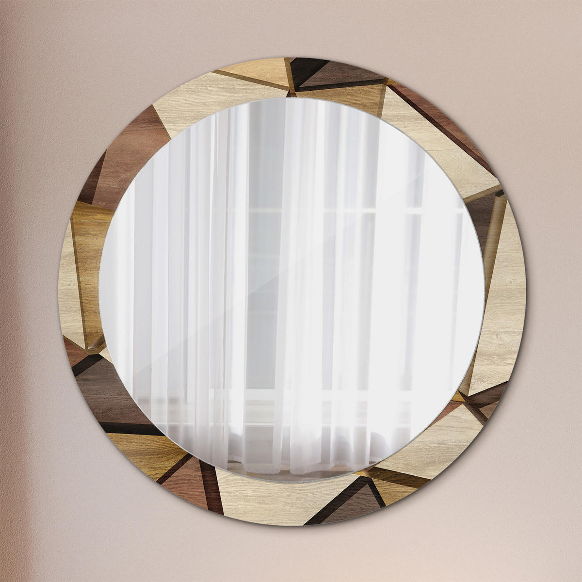 SPIEGEL Ø80 cm Rund mit Aufdruck - Hellbraun, Glas (80/80/0.4cm) - TULUP