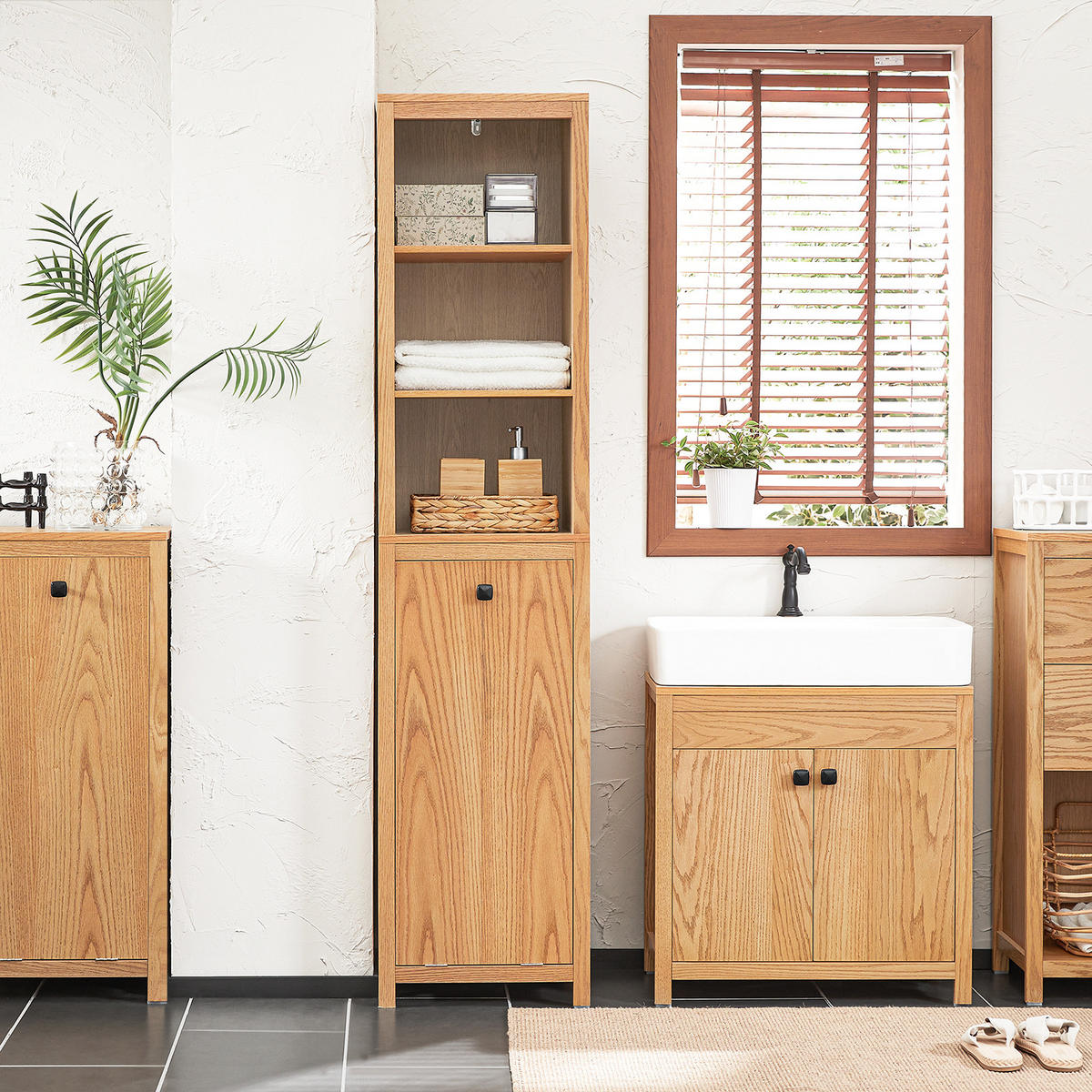 HOCHSCHRANK mit Wäschesack - Hellbraun, Holzwerkstoff (40/172/35cm) - SoBuy
