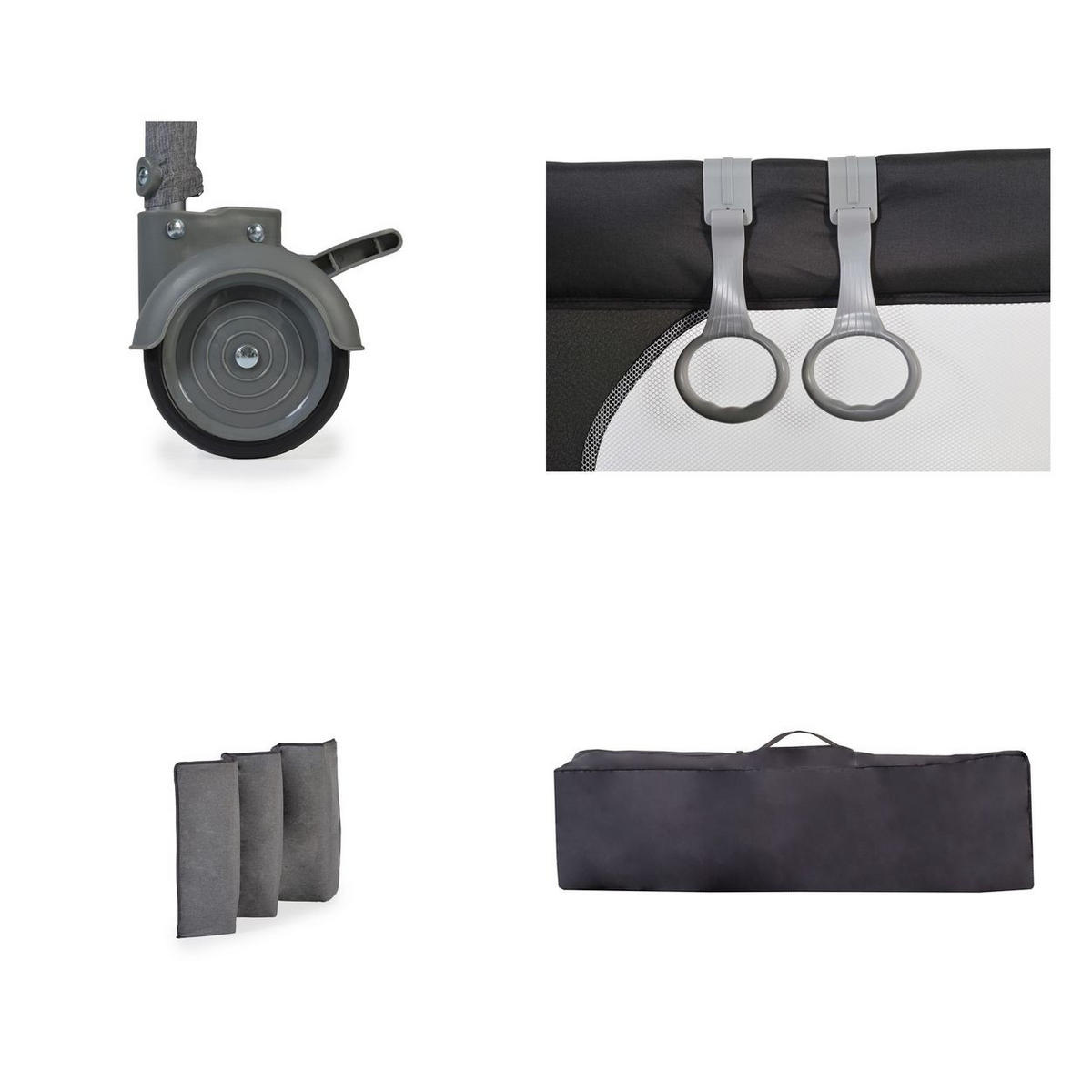 REISEBETT LAUFSTALL Skyglow schwarz 2 Räder mit Bremsen Matratze Seiteneingang - Schwarz, Kunststoff (60/120cm) - Cangaroo