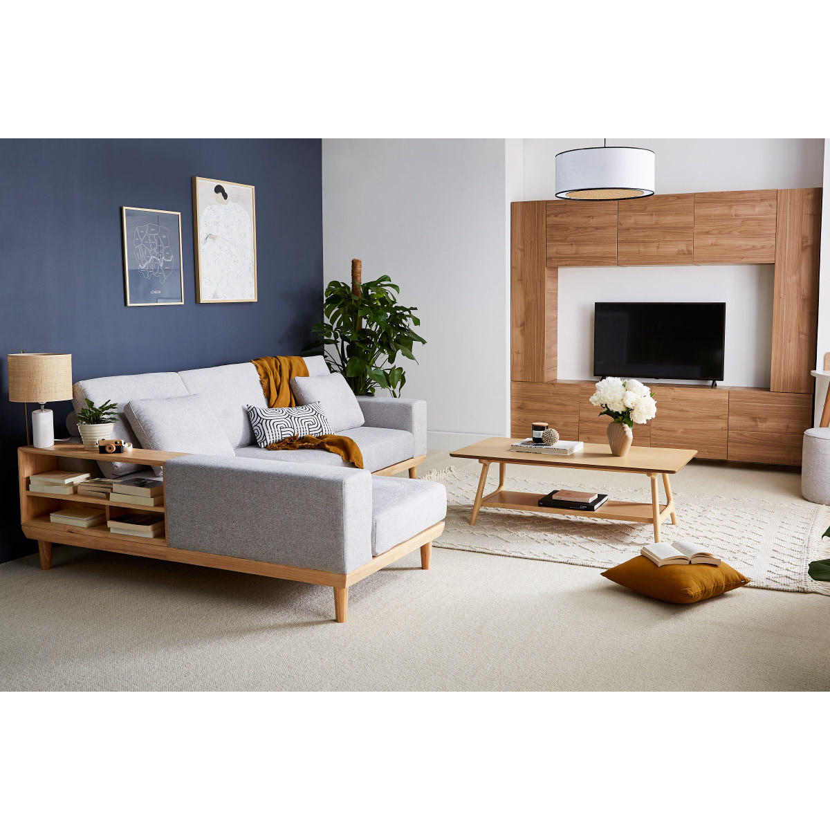 COUCHTISCH Rechteckig Skandinavisch Eichenfurnier B120 cm BAKAR - Naturfarben, Holz (120/60/40cm) - Miliboo