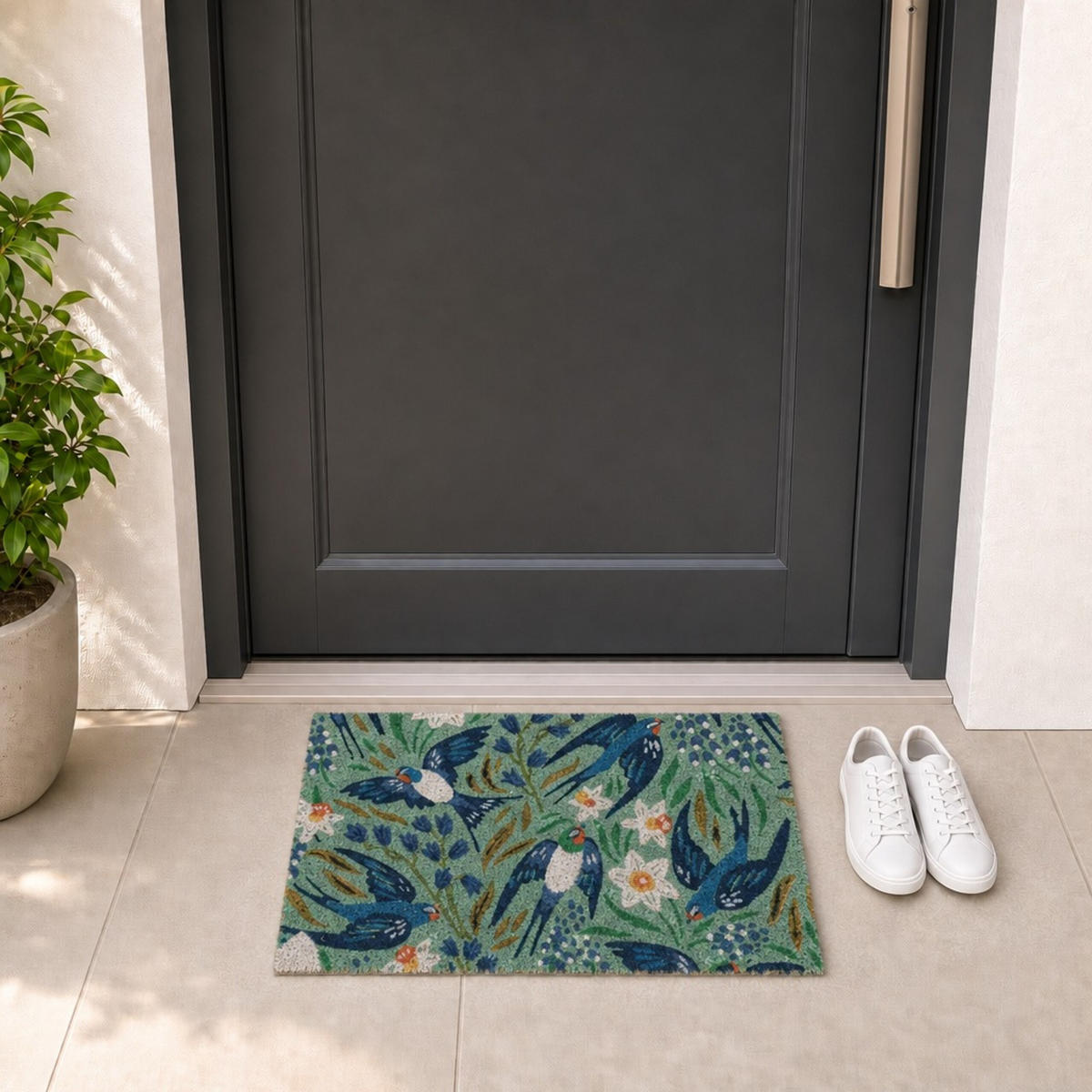 FUSSMATTE Bunt Schwalbenmotiv 60x40 cm - Multicolor, Kunststoff/Textil (60/40cm) - Relaxdays