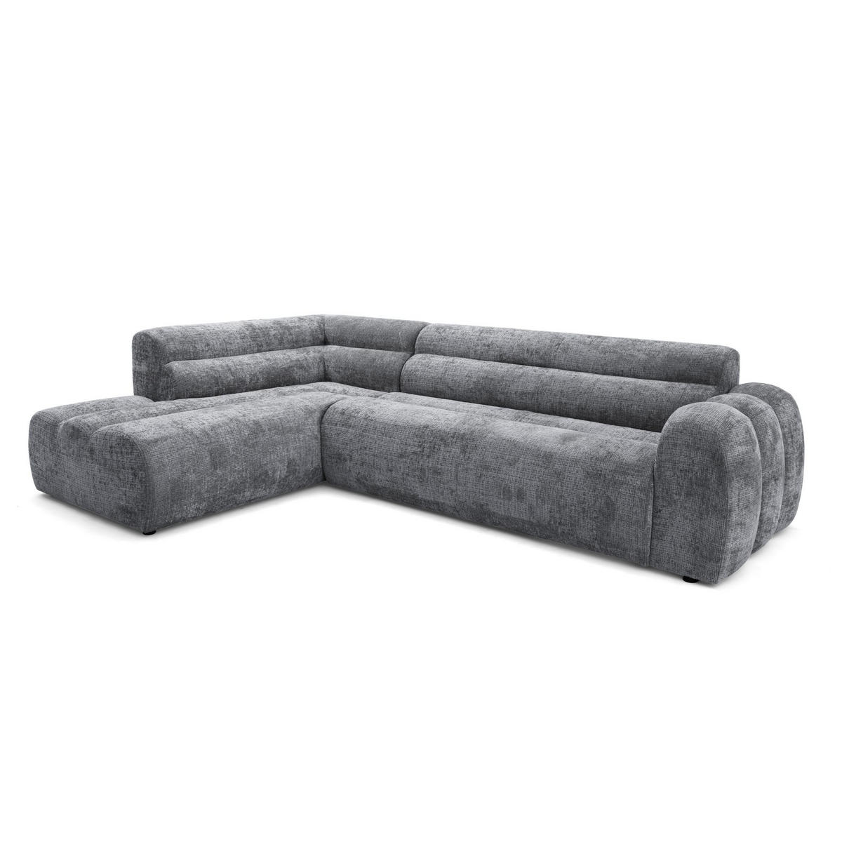 4-SITZER modulares Ecksofa VEER L Links, 283 x 190 cm, Chenille Webstoff Dunkelgrau - Dunkelgrau/Schwarz, Holz/Kunststoff (283/190cm) - Muffo