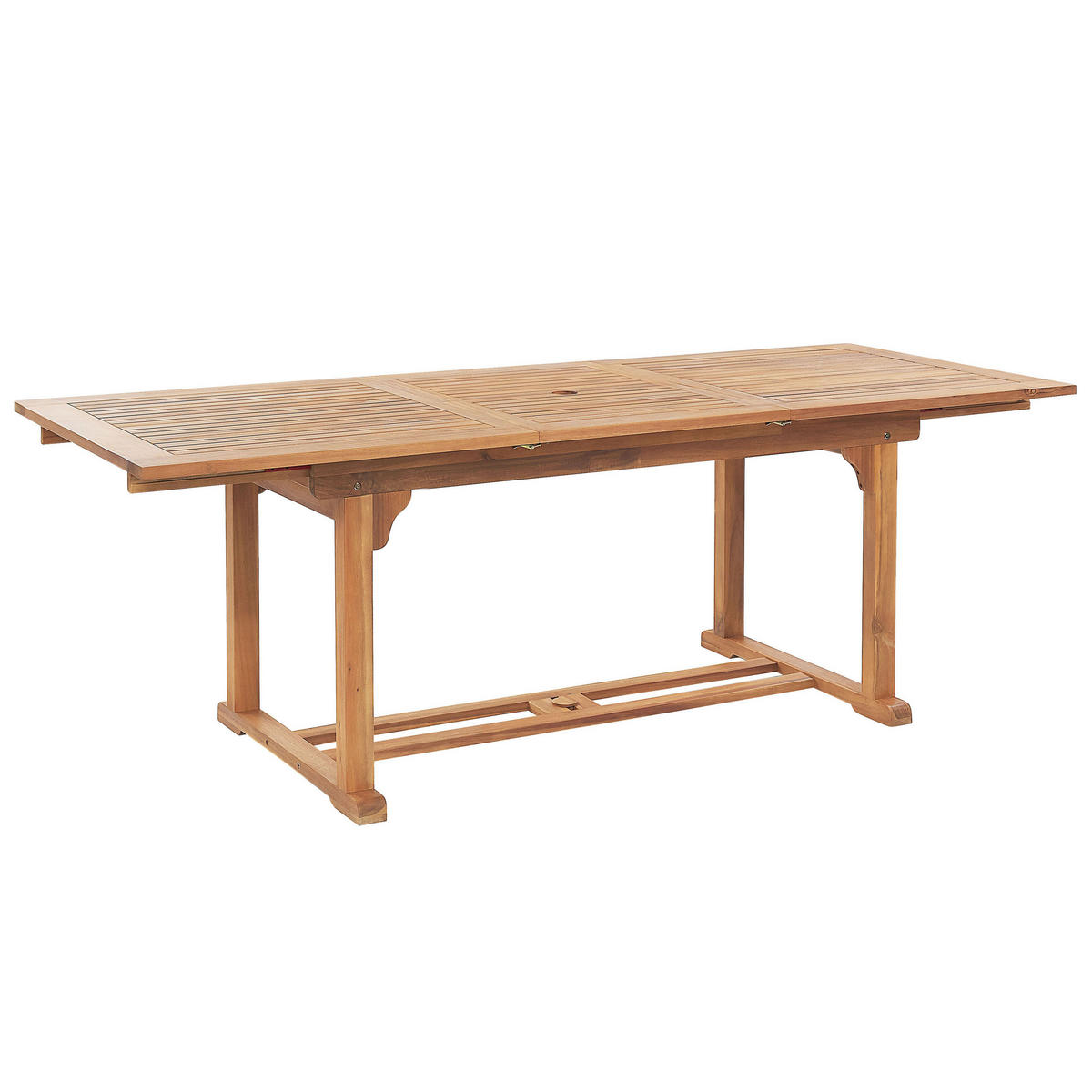 GARTENMÖBEL SET 6-Sitzer mit Sonnenschirm Akazienholz hellbraun Java - Hellbraun/Beige, Holz - Beliani