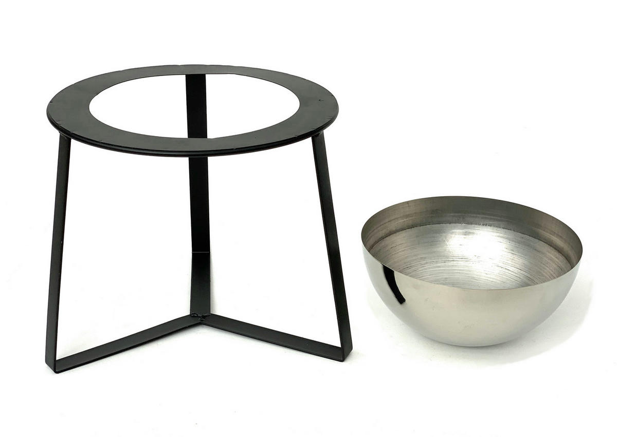 BLUMENHOCKER mit Topf 3er Set Metall Schwarz/Silber 18-33,5 cm - Schwarz, Metall (33.5/33.5/36.5cm) - DanDiBo