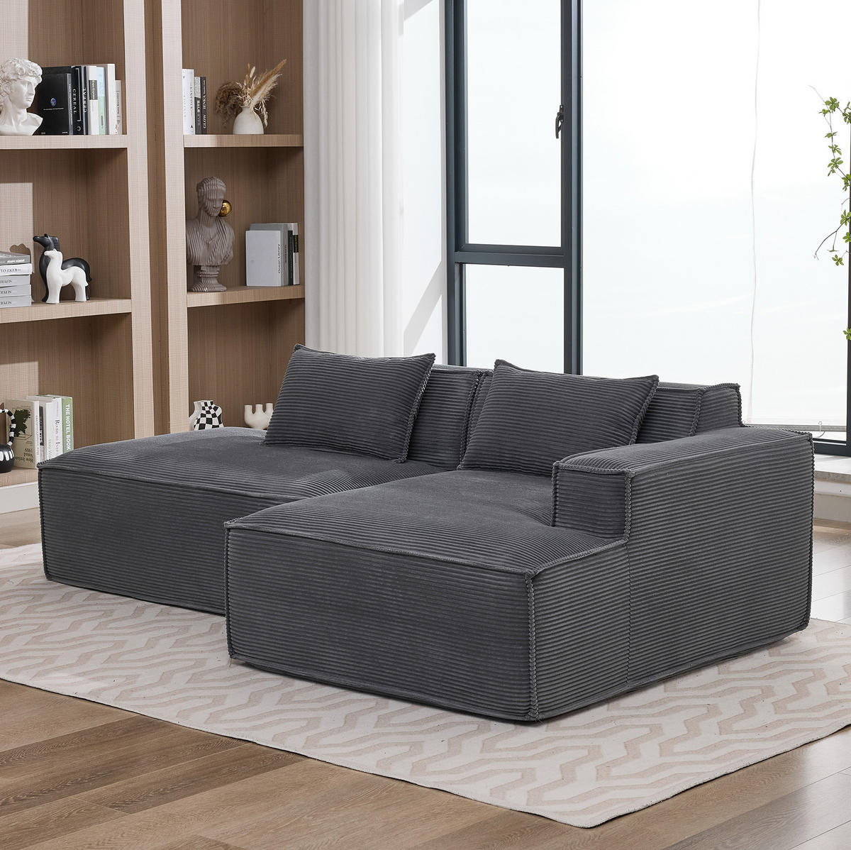 SOFA kompaktes Design 235 cm Polyester Grau - Grau, Textil (129/235cm) - Meubliv