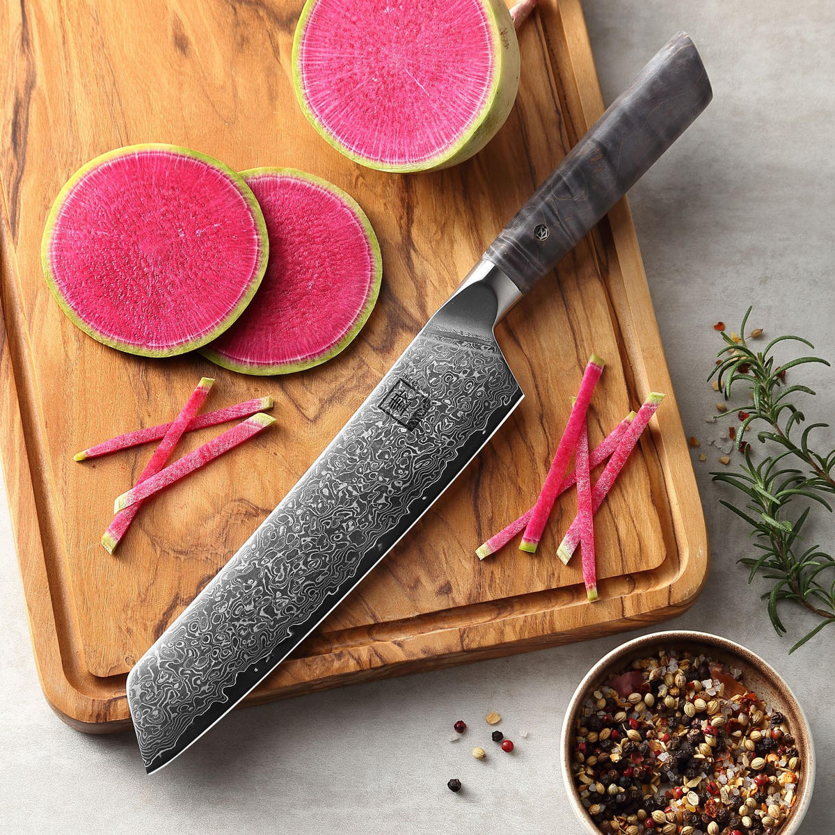 CHEFMESSER Daito Professional Series Damast - Ahornfarben, Holz/Metall (34cm) - Zayiko