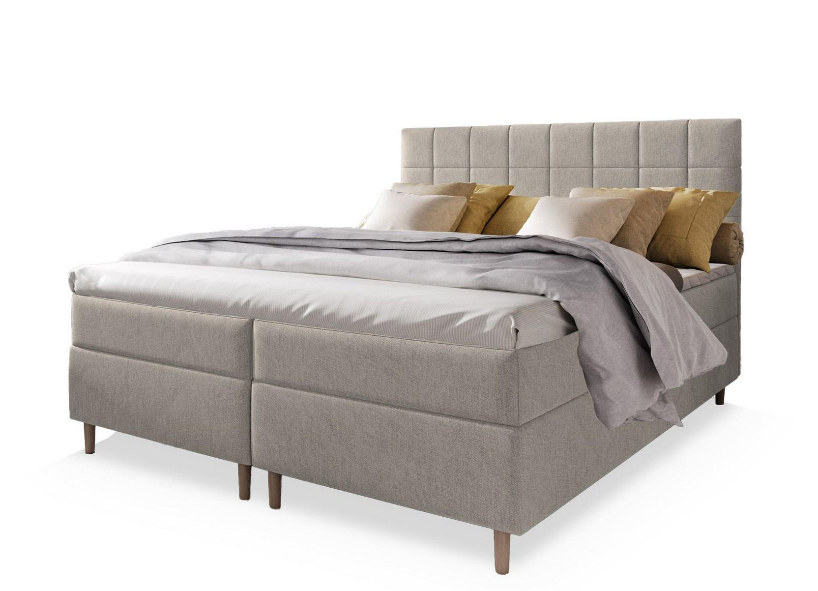 POSTEL BOXSPRING IBIZA 160x200 cm, s matrací a úložným prostorem, béžová - béžová, dřevo/kompozitní dřevo (160/200cm) - MASSENO