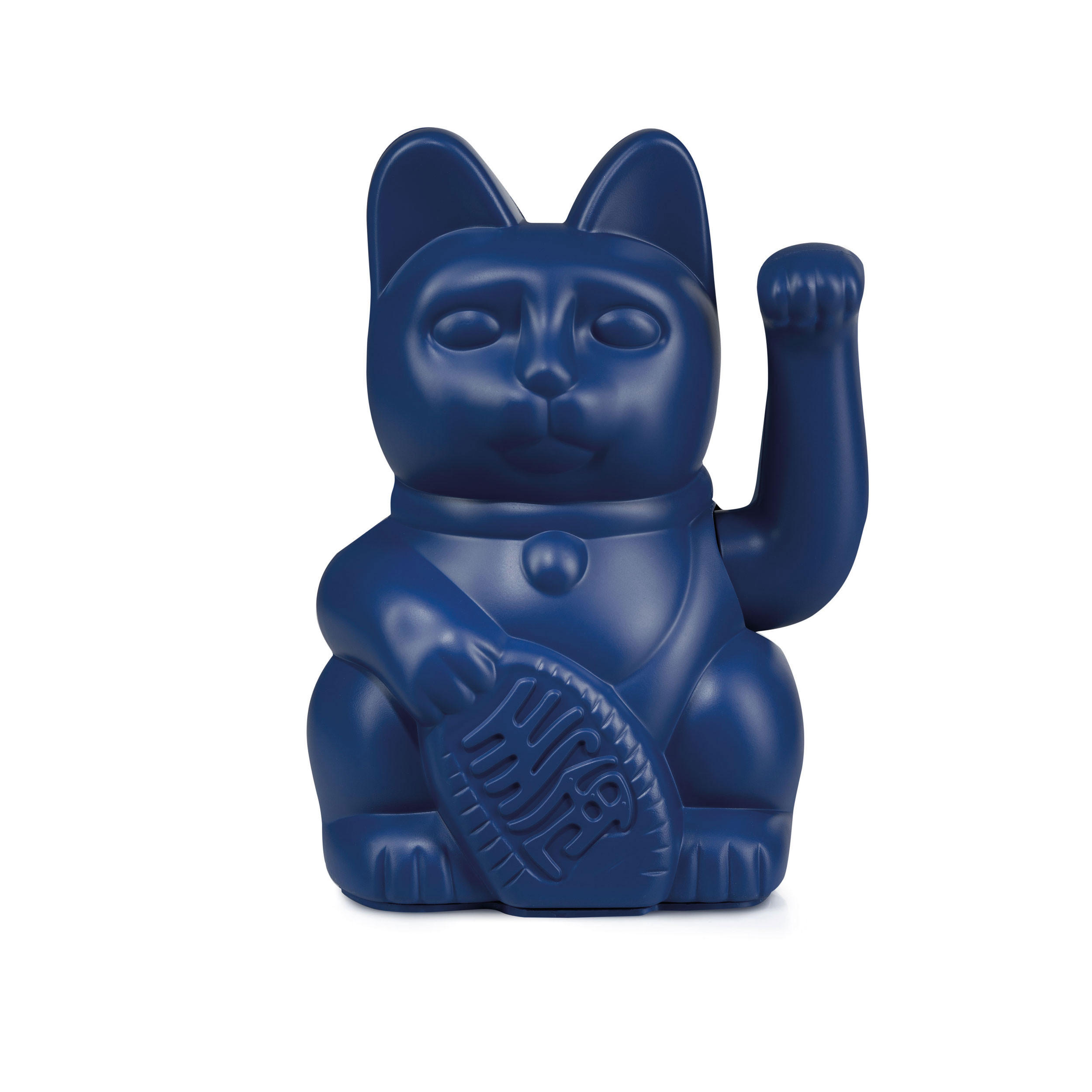 WINKEKATZE Lucky Cat Maneki Neko, Kunststoff, Dunkelblau, 15 cm - Blau, Kunststoff (8.5/15/10.5cm) - Donkey Products