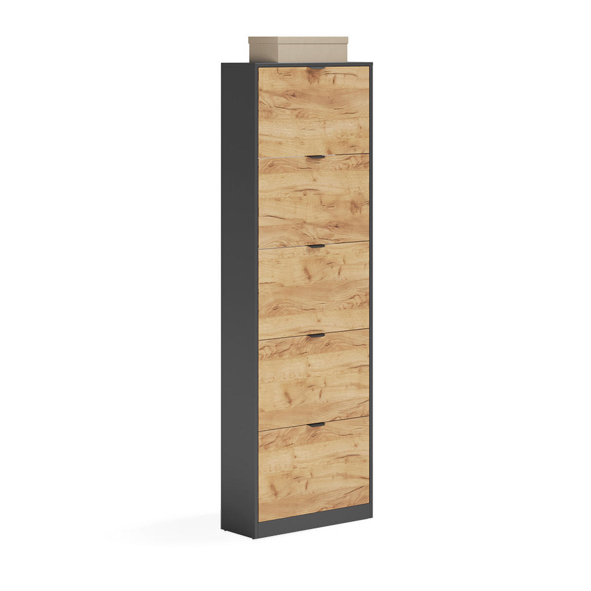 SCHUHKIPPER Gizmo, Goldkraft Eiche/Anthrazit, 59 x 181.1 cm mit 5 Fächern - Honigeiche/Anthrazit, Holzwerkstoff (59/181.1/22cm) - Vicco