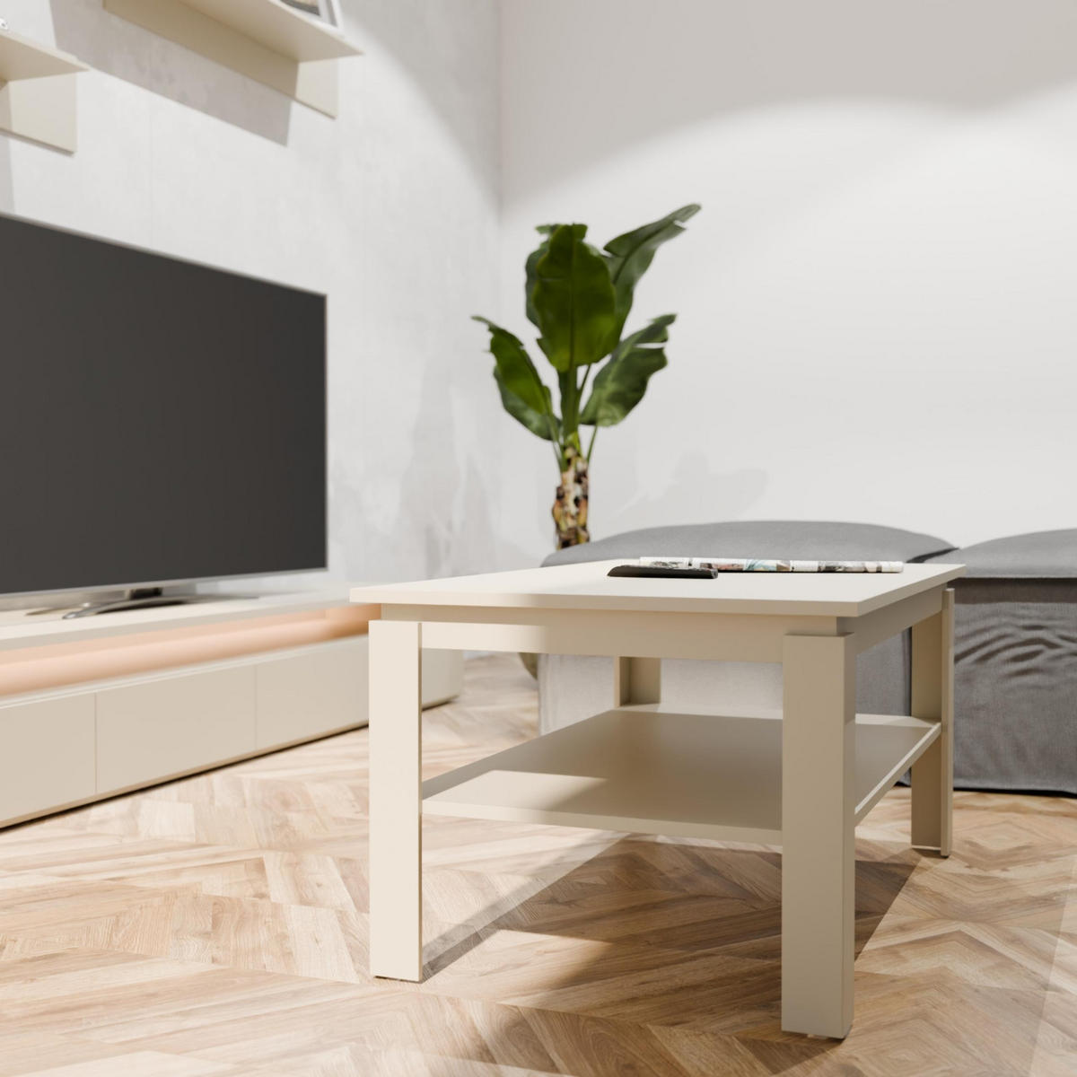COUCHTISH CR3-STERN-90 Kaschmir 90/55/43 cm - Kaschmir, Holzwerkstoff (55/90/43cm)