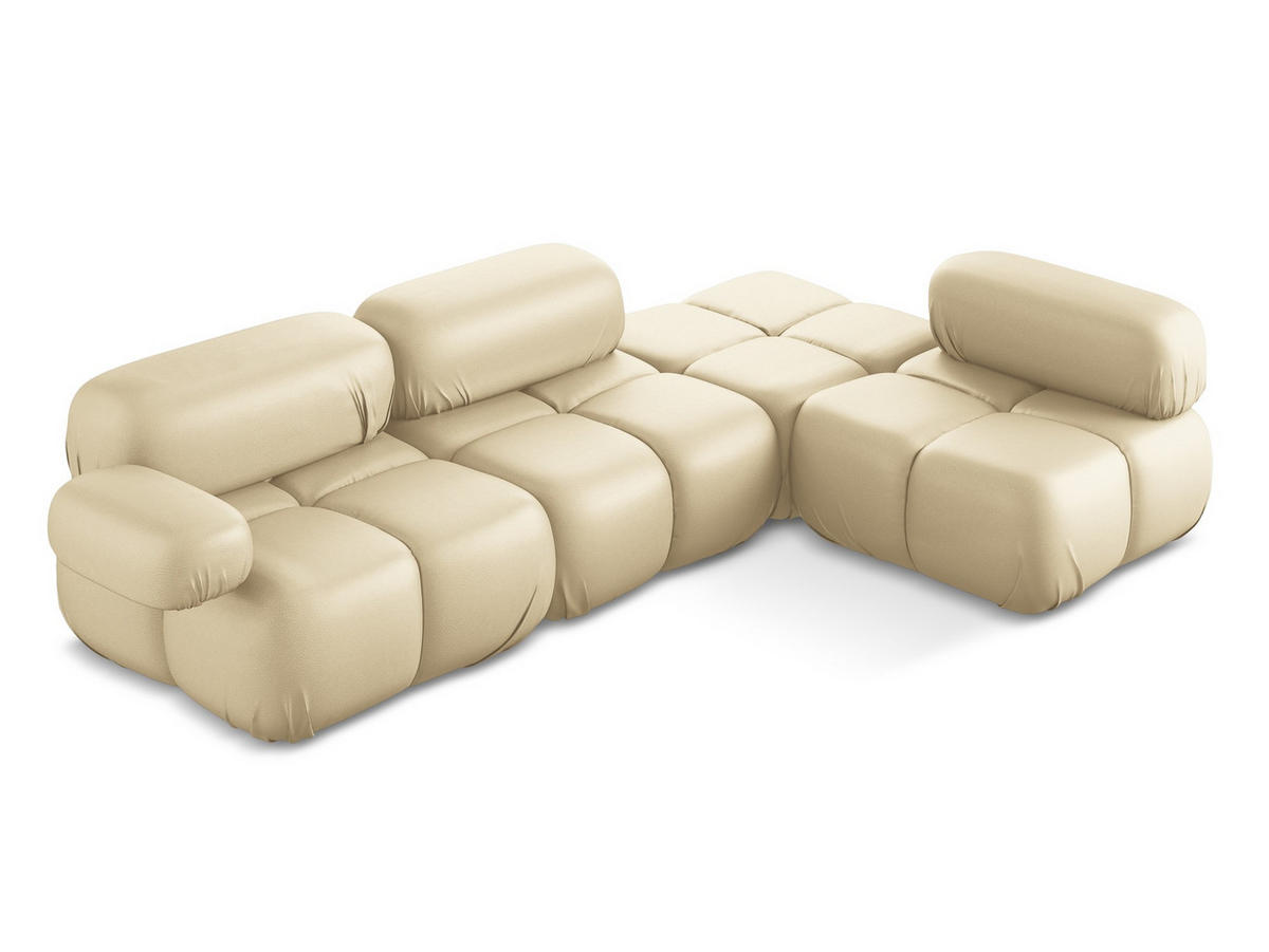 ECKSOFA Rechts Kunstleder Beige - Beige/Schwarz, Leder/Kunststoff (285/190cm) - Makamii