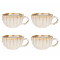 CAPPUCCINOTASSE KAFFEETASSEN mit Henkel Astera Pearl Beige - ø 12 cm / 450 ml - 4 Stück - Beige, Keramik (0.45L) - Cosy & Trendy