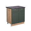 KÜCHENUNTERSCHRANK Fame-Line Grün-Gold Landhaus 80 cm, AP Anthrazit - Eiche Wotan/Grün, Holzwerkstoff (80/82/60cm) - Vicco