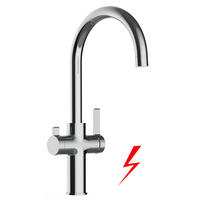 NIEDERDRUCK-3-WEGE-KÜCHENARMATUR, Verchromt, 360° schwenkbar - Chromfarben, Metall (21.4/38.5/21.4cm) - VIZIO