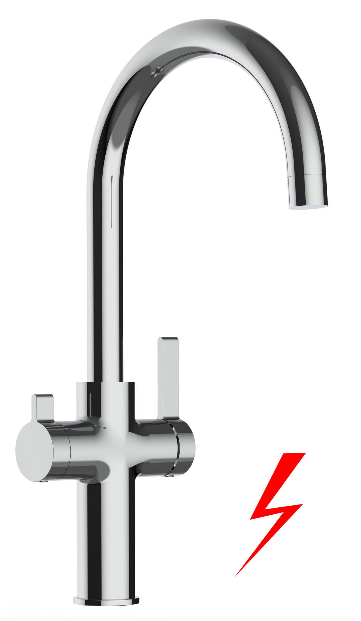 NIEDERDRUCK-3-WEGE-KÜCHENARMATUR, Verchromt, 360° schwenkbar - Chromfarben, Metall (21.4/38.5/21.4cm) - VIZIO