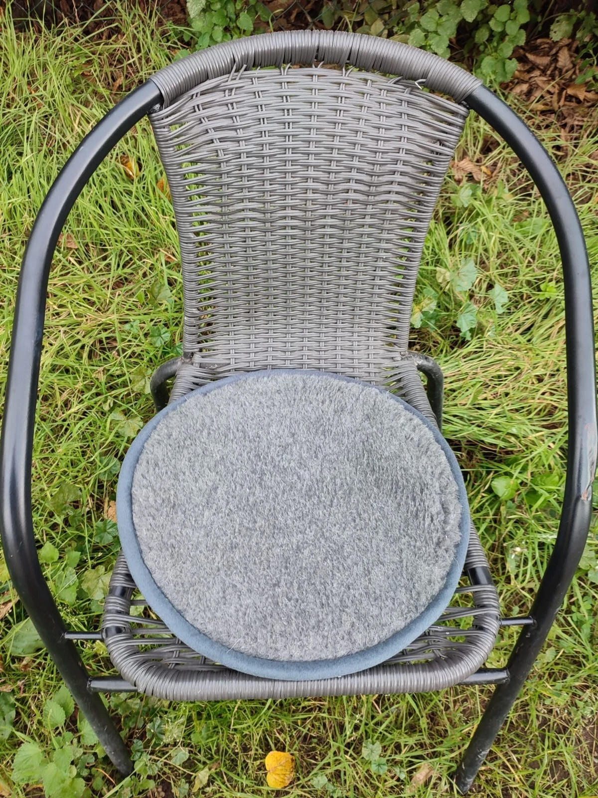 SITZKISSEN Merino Schurwolle Weiches Wollkissen Rund 40/40 cm - Grau, Fell (40/40cm) - Provellus