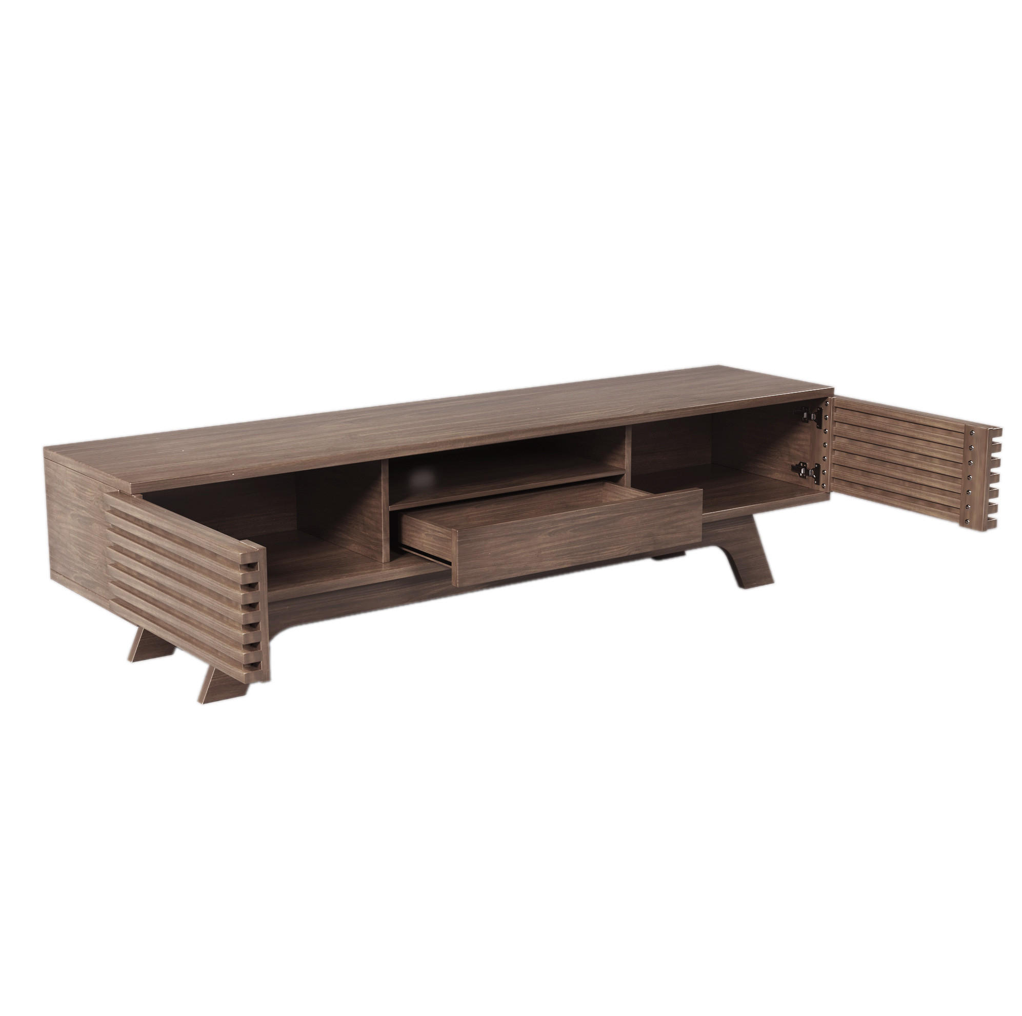 TV-ELEMENT mit 2 Türen und Schublade 150 x 35 x 44 cm Spanplatte Holzoptik - Braun, Holzwerkstoff (35/44/150cm) - Beauniv