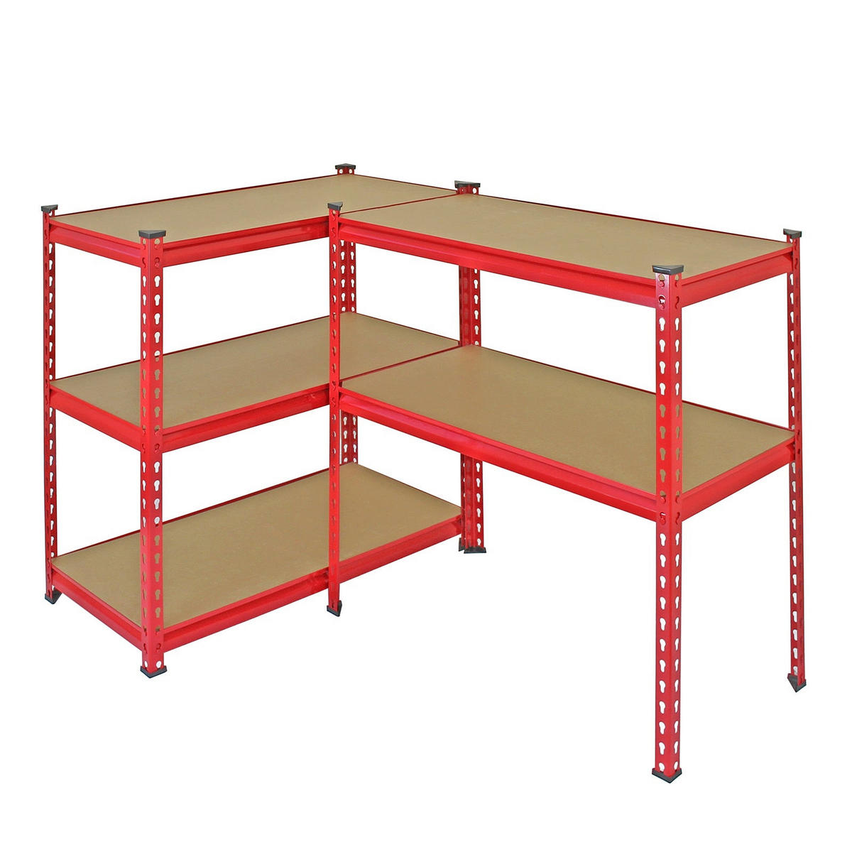 LAGERREGAL 5 x Z-Rax Rot 90cm mit Gratis Gummihammer - Rot, Metall (90/180/45cm) - Monstershop