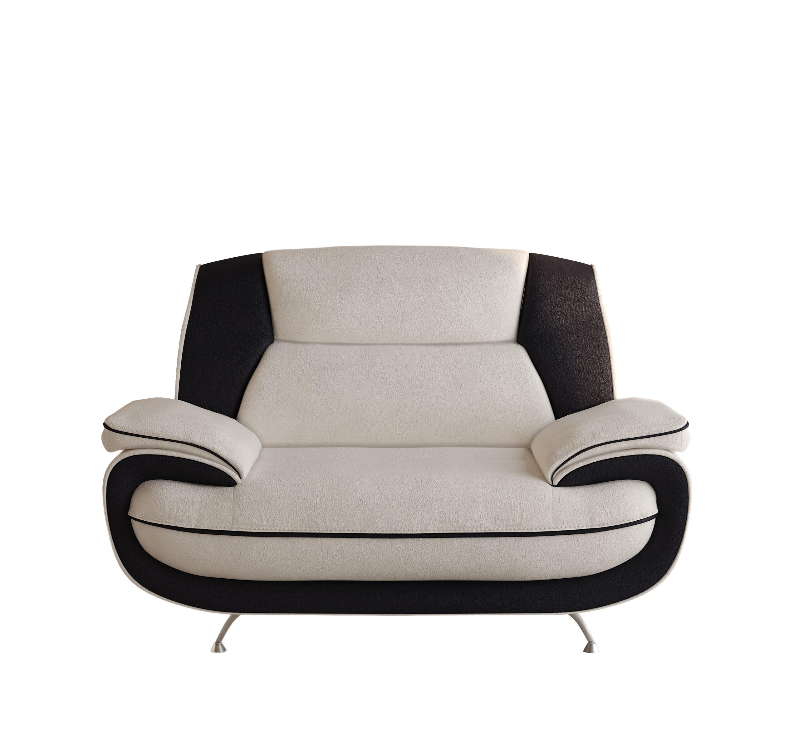 SESSEL, Stoff Soft, Weiß + Schwarz, Palermo - Weiß, Holz (128/89/87cm) - Kaiser Möbel