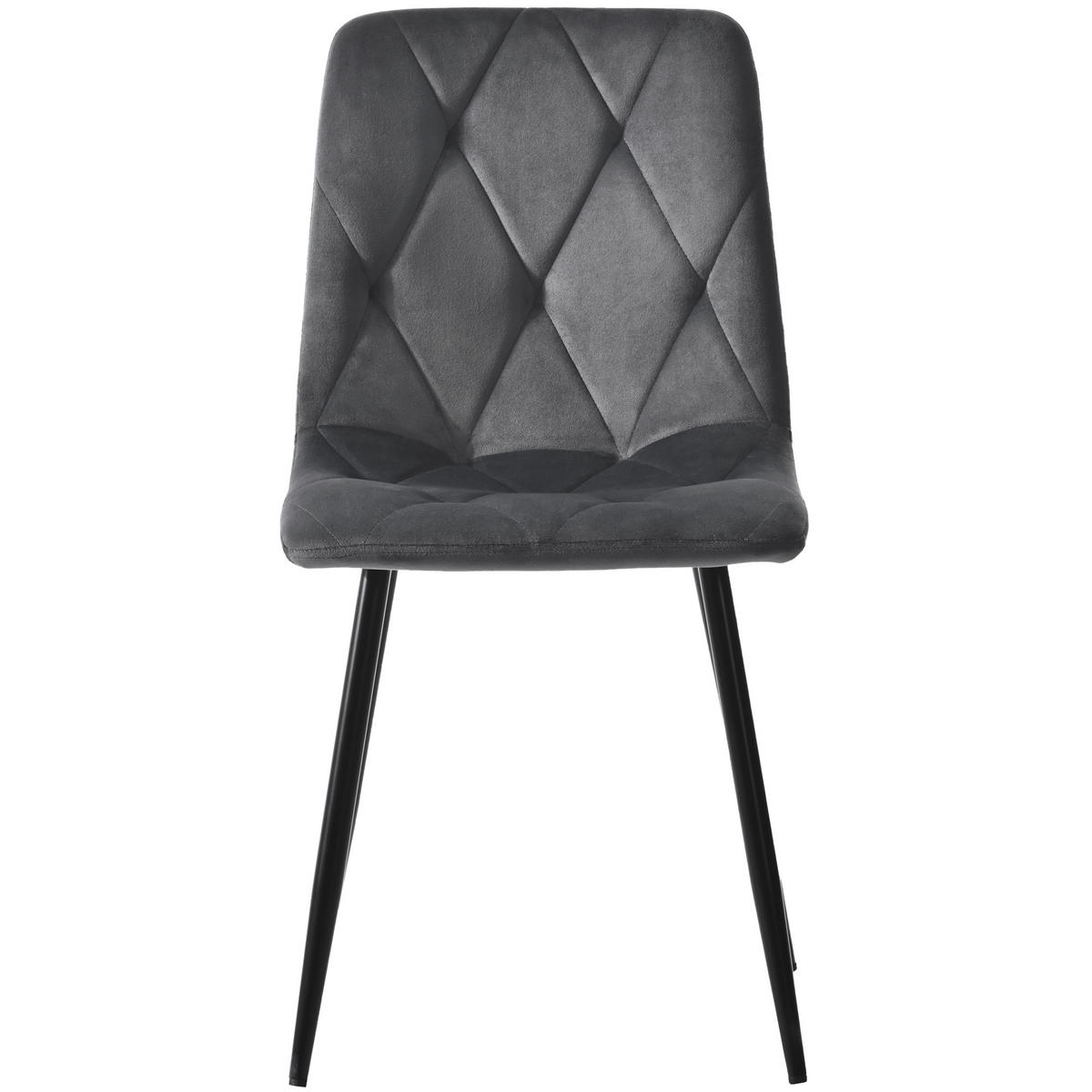 ESSZIMMERSTUHL 4-Tlg Dunkelgrau, Twill Samt, Metallbeine - Grau, Textil (45/86/40cm) - FLIEKS