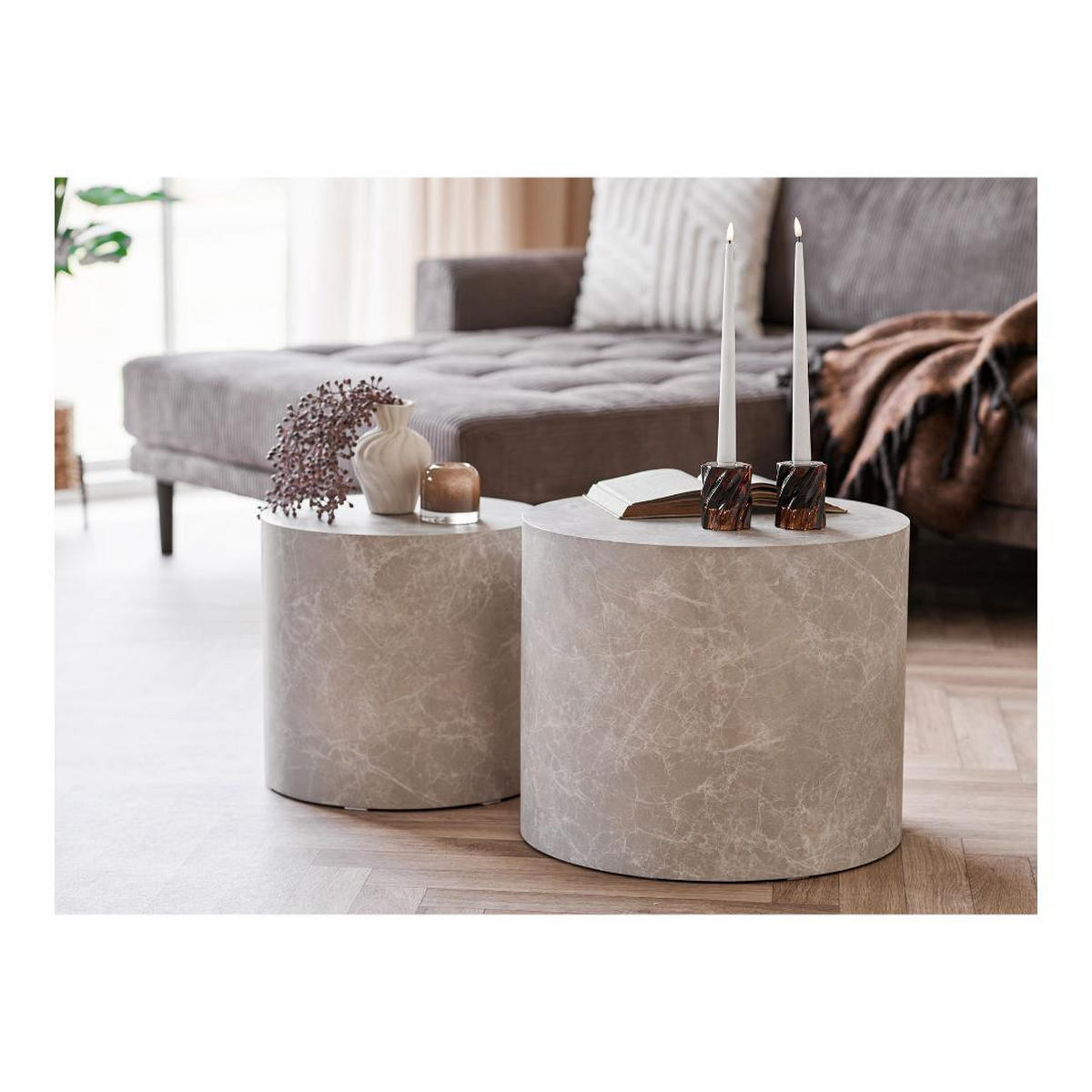 COUCHTISCH 2er-Set Nuuk Beige 48/48/40 cm - Beige, Holzwerkstoff (48/48/40cm) - ebuy24