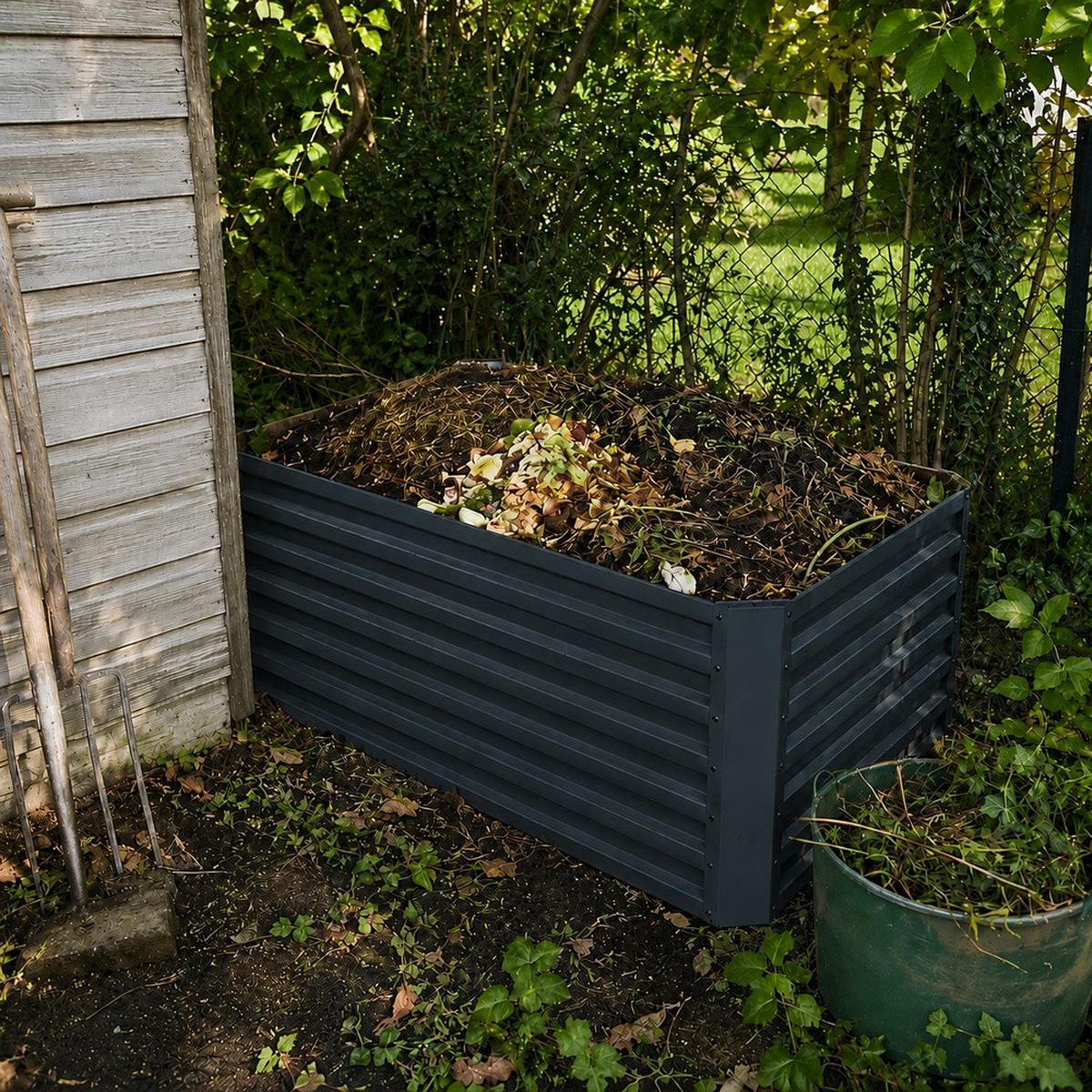KOMPOSTER Garten, Anthrazit, 180 x 90 cm - Anthrazit, Metall (180/60/90cm) - Vicco