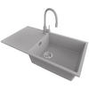 GRANITSPÜLE Ibiza, 2-er set Grau 90/50 cm 1 Becken + Küchenarmatur 38/14 cm + Ablauf-Set ab 60er Unterschrank - Chromfarben/Grau, Kunststoff (90/19/50cm) - Primagran