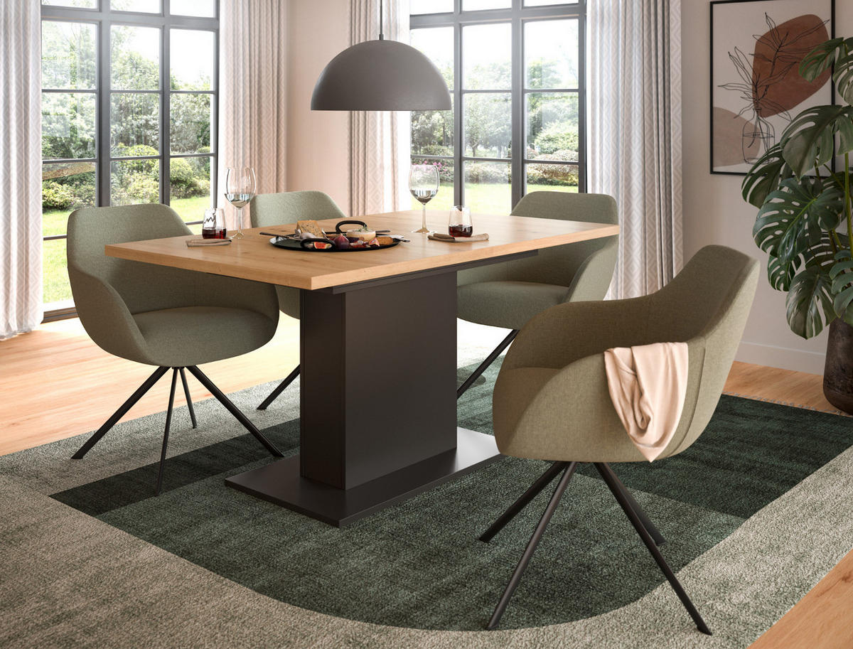 ESSTISCH grau, Eiche Artisan Küchentisch ausziehbar 150 - 190 cm - Eiche Artisan/Grau, Holzwerkstoff/Metall (150/90/76cm) - Inn.Furn