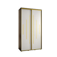 SCHWEBETÜRENSCHRANK 235,2/130/60 2-türig - Goldfarben/Schwarz, Holz/Metall (130/235/60cm) - Abiks Möbel