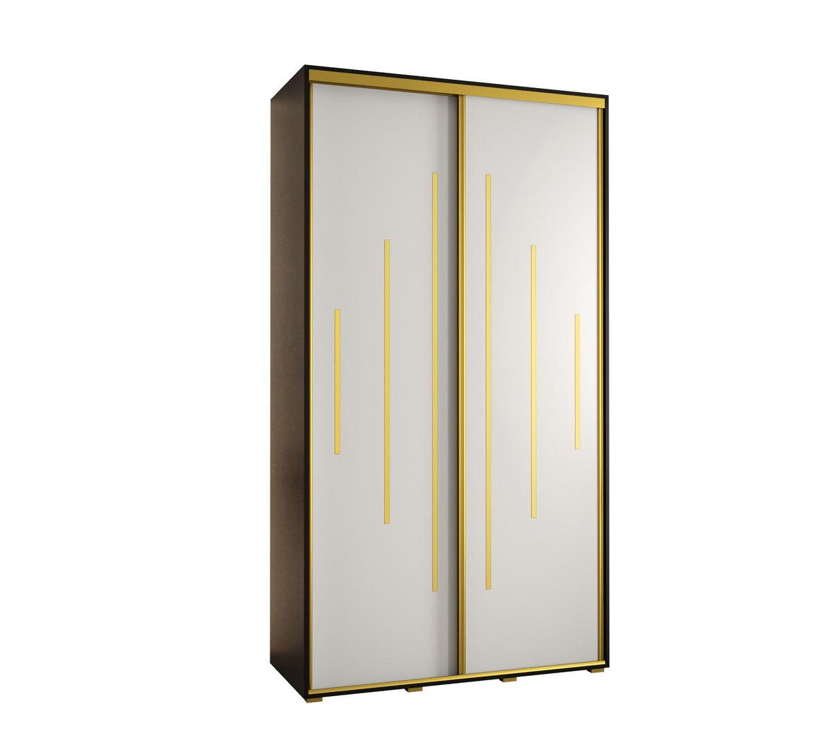 SCHWEBETÜRENSCHRANK 235,2/130/60 2-türig - Goldfarben/Schwarz, Holz/Metall (130/235/60cm) - Abiks Möbel