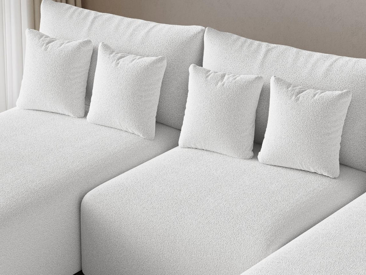 ECKSOFA Ronni U Bouclé-Stoff Weiß - Weiß, Holz/Textil (300/190cm) - Graingold