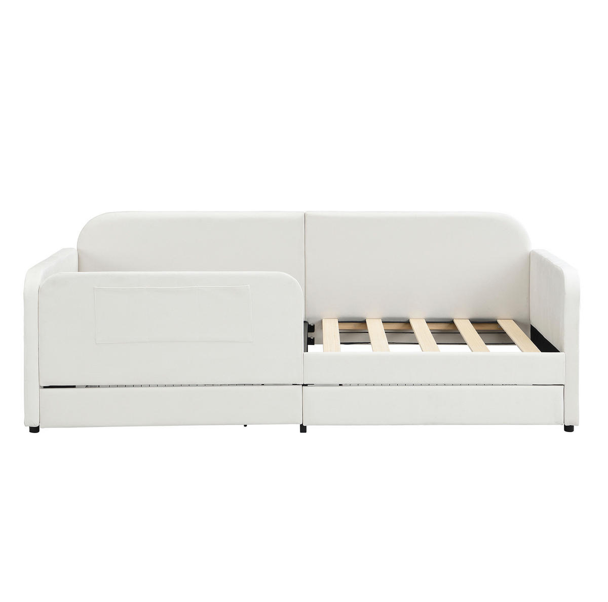 POLSTERBETT 90/200 cm Weiß aus Samt mit 2 Schubladen - Weiß, Textil (90/200cm) - OKMYHOME