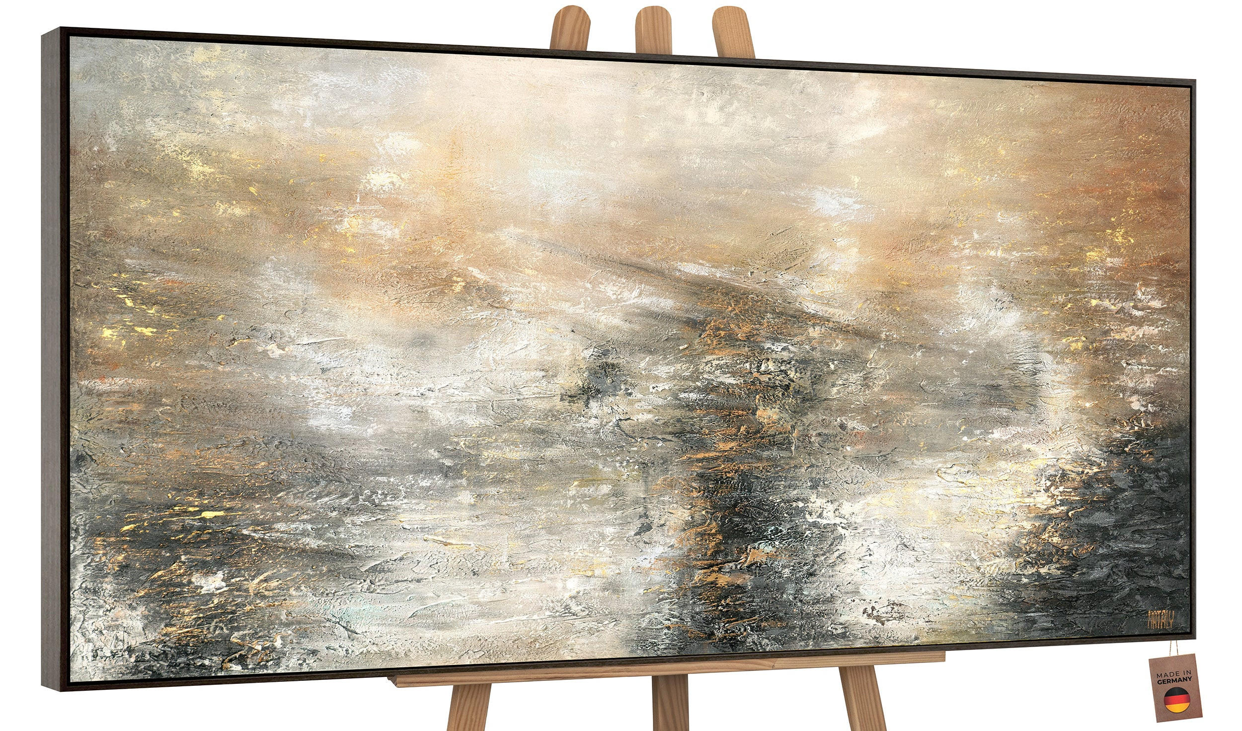 GEMÄLDE Kraft der Elemente Schattenfugenrahmen Grau 160x80 cm - Grau, Holz (160/80cm) - YS-art gallery