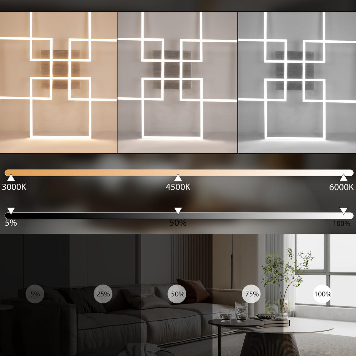 LED-DECKENLEUCHTE Morgengrim 72.4/7.3/72.4 cm - Silberfarben, Metall (72.4/72.4/7.3cm) - ZMH