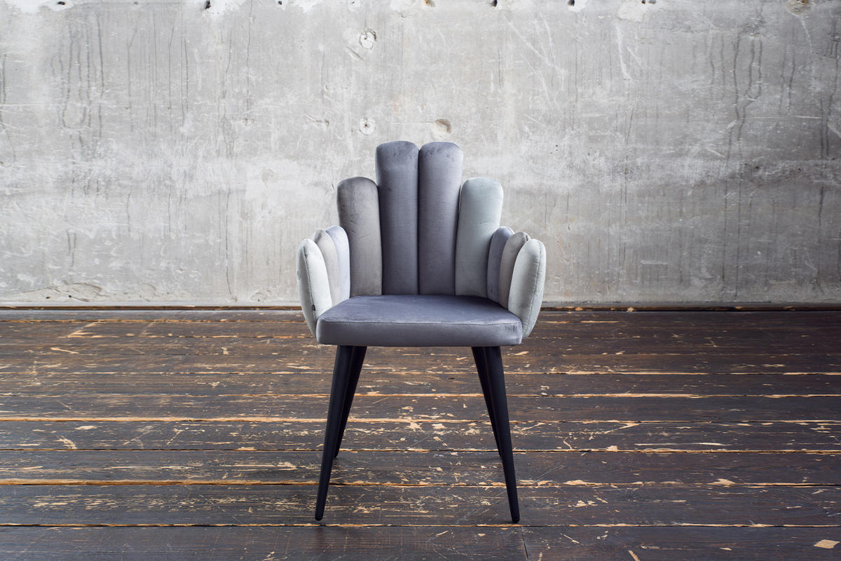 ESSZIMMERSTUHL FREJA Grau Velvet - Schwarz/Grau, Kunststoff/Textil (58/85/56cm) - KAWOLA