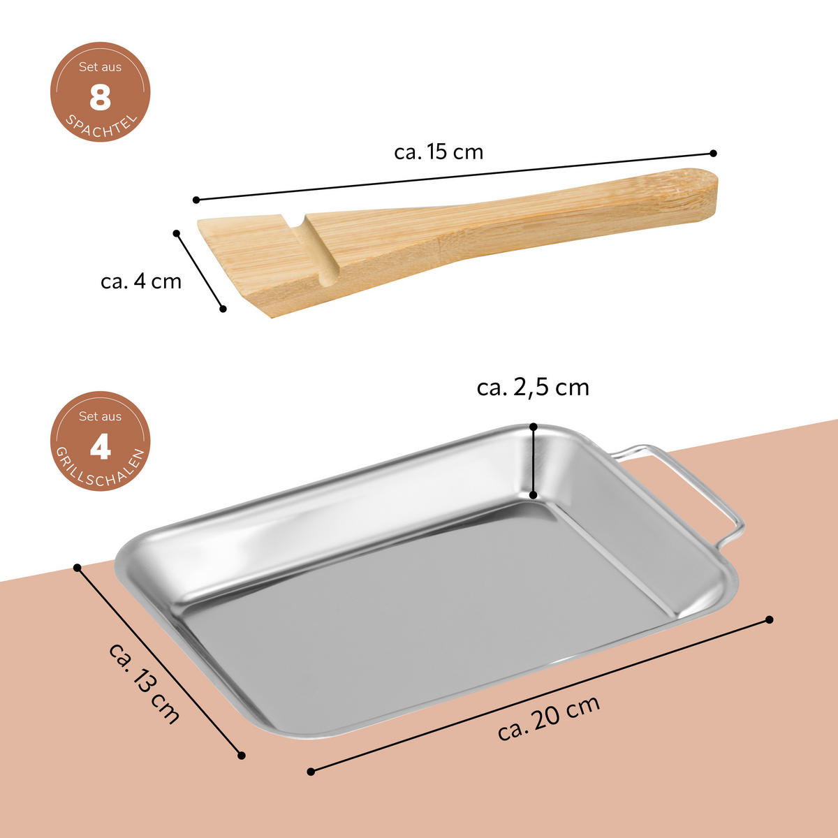 GRILLPFANNE 4er-Set, Edelstahl - Edelstahlfarben, Metall (13/2.5/20cm) - bremermann