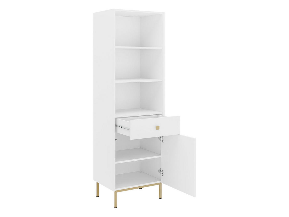 STANDREGAL Nutero 1D1SZ - Goldfarben/Weiß, Holzwerkstoff/Metall (54/180/42cm) - MIRJAN24