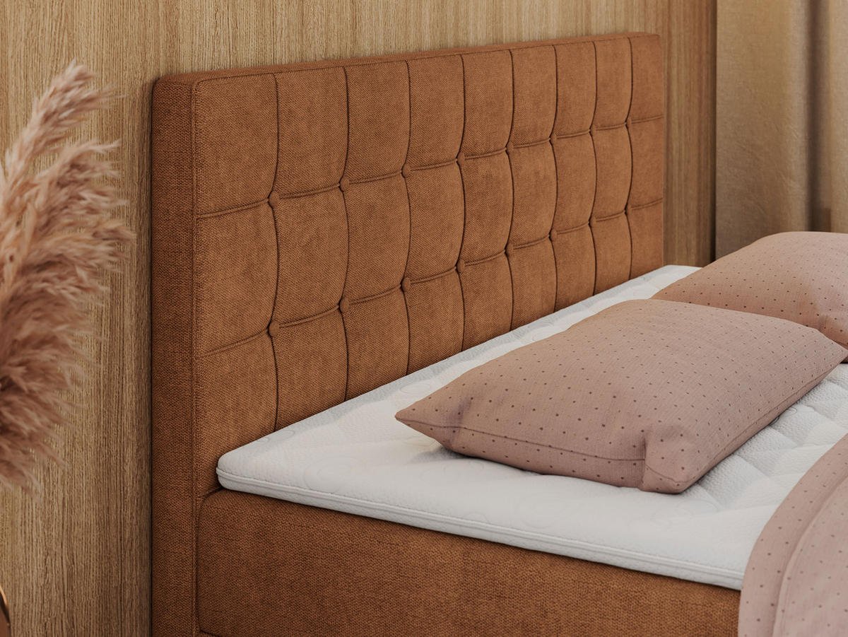 BOXBETT CARMEN 180/200 Orange Struktur - H3 - Orange, Holz/Textil (180/200cm) - MKS