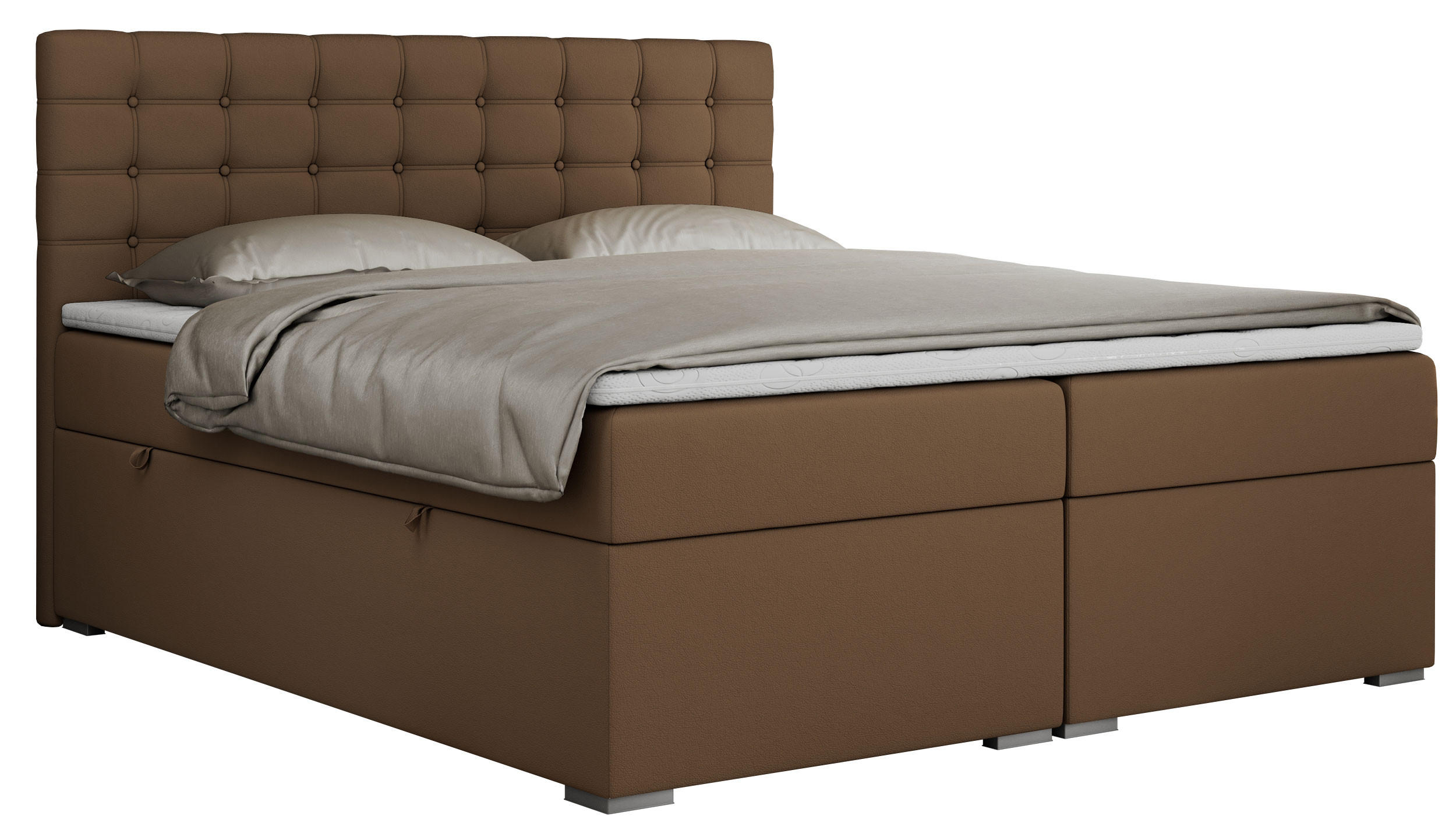 BOXBETT SUSAN 140/200 Braun Kunstleder - H3 - Braun, Holz/Textil (140/200cm) - MKS