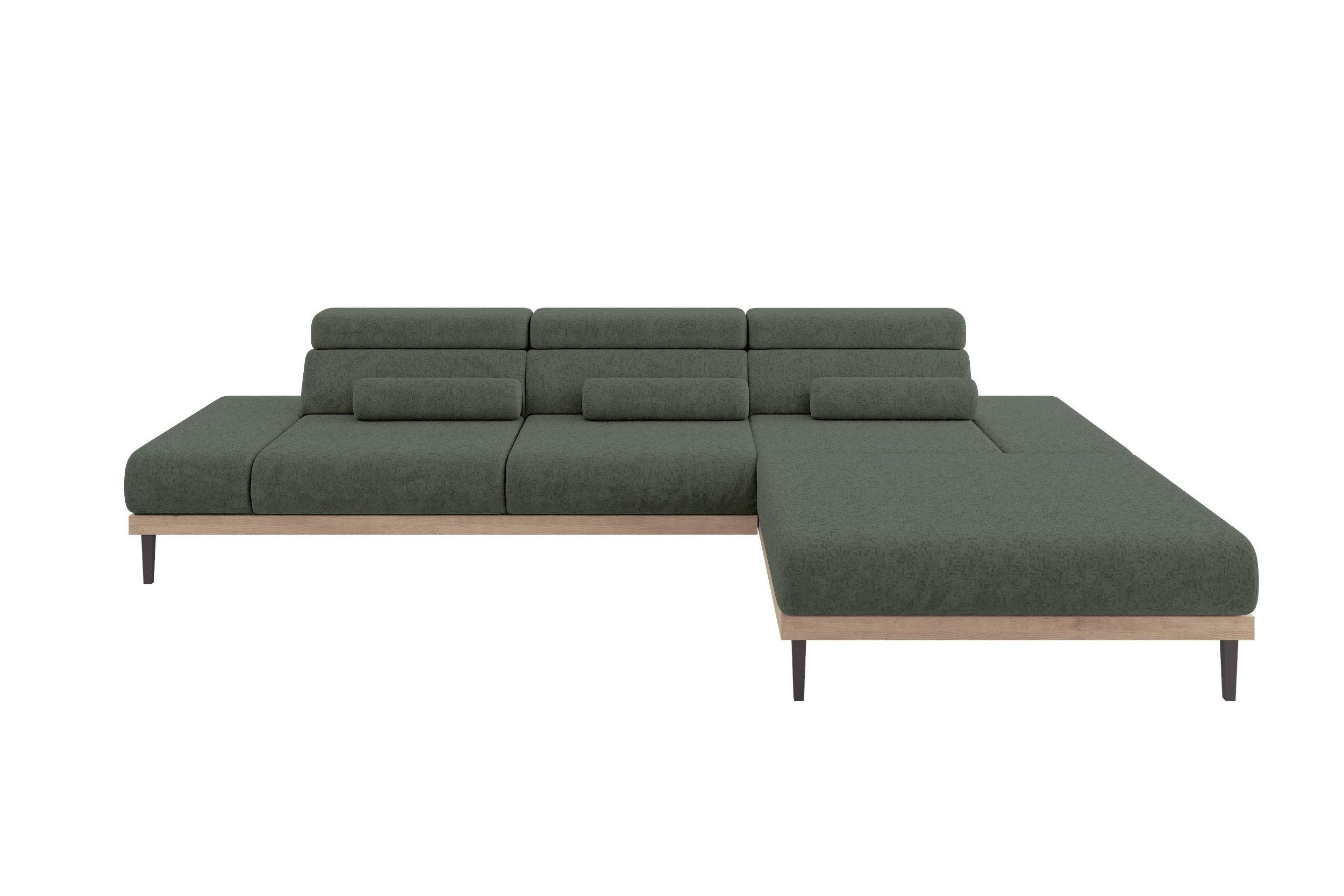 ELEKTRISCHES ECKSOFA Rechts MONA 316x205x85 Grün Velours - Grün, Holzwerkstoff/Textil (316/205cm) - ALTDECOR