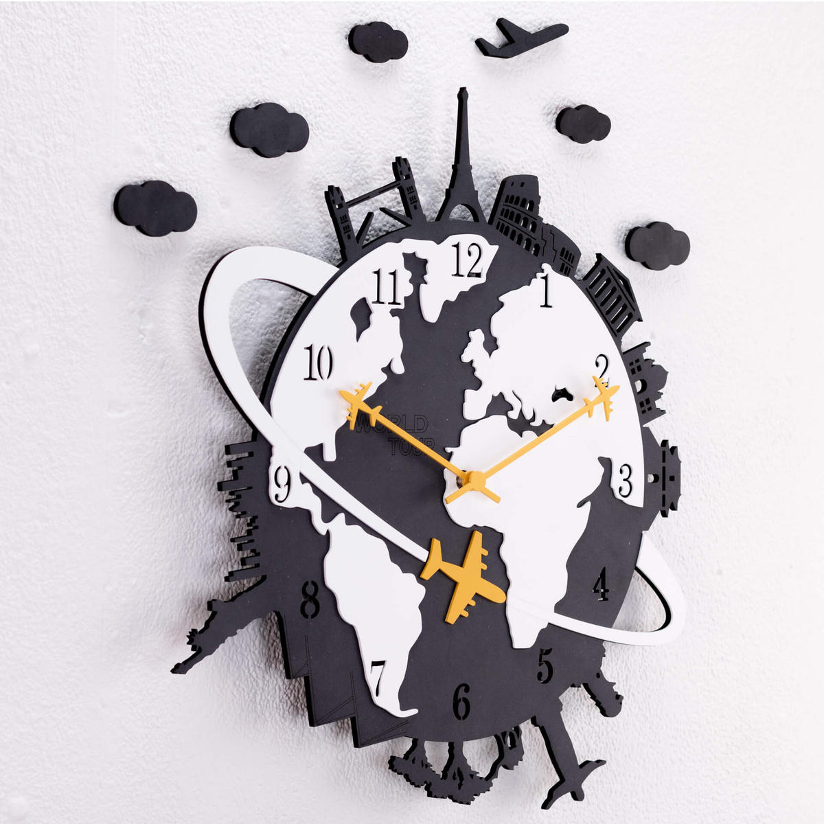 WANDUHR Design Schwarz 41/45 cm - Schwarz, Holzwerkstoff (0.68/45/1cm) - ONZENO