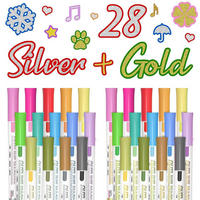 MARKER 28er Set Metallic Outline Stifte Silber+Gold - Multicolor, Kunststoff (33.8/1.5/13.5cm)