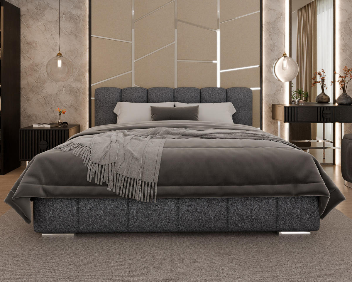 POLSTERBETT Zaira 180x200cm – Elegantes Polsterbett für modernen Wohnstil , ohne matratze, Graphitfarben - Graphitfarben, Holz (180/200cm) - Homesy