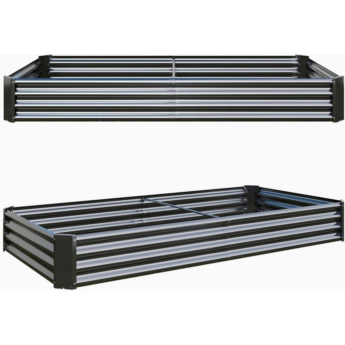 HOCHBEET-SET Metall Schwarz 232 x 113 x 30 cm - Schwarz, Metall (113/30/232cm)