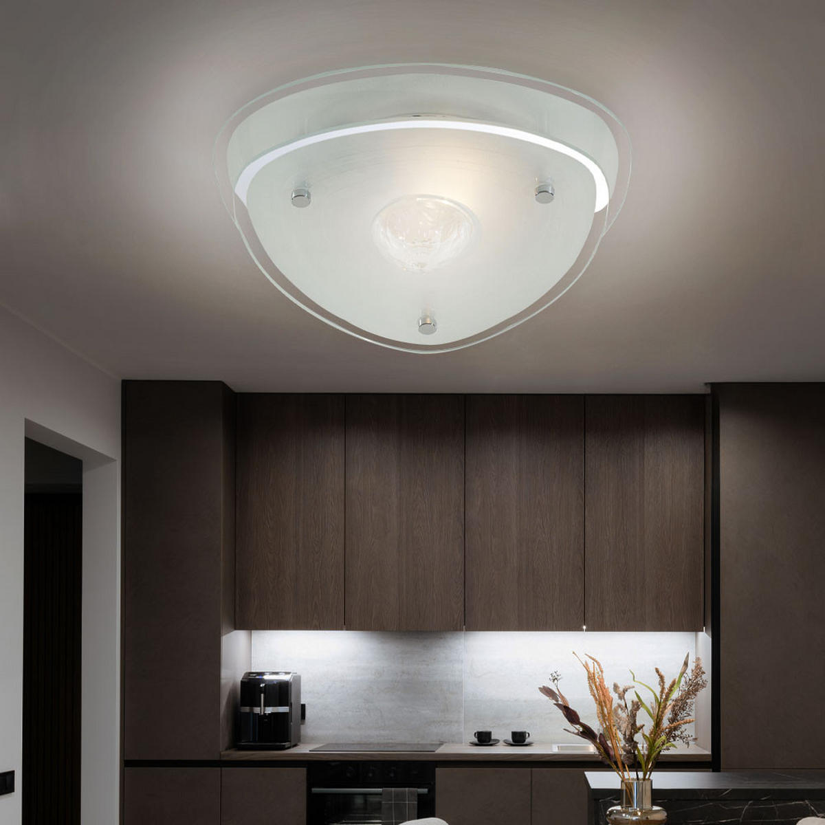 DECKENLEUCHTE Metall Klar Chrom - Klar, Glas (28/28/10cm) - Globo Lighting