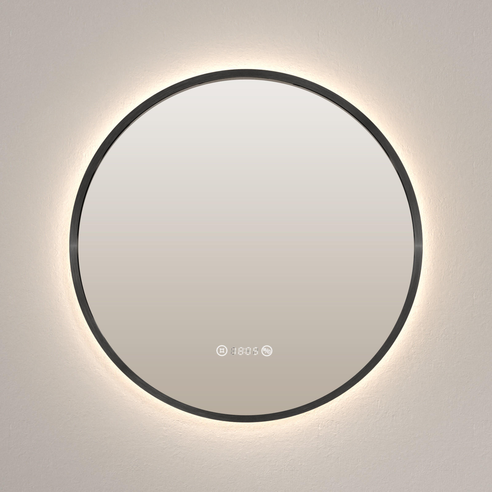 BADSPIEGEL Rund mit Beleuchtung Schwarz ф60 cm - Schwarz, Glas (60/3.1/60cm) - EMKE